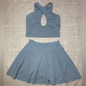 Blue Tennis Skort & Halter Sports Bra Set | Size S